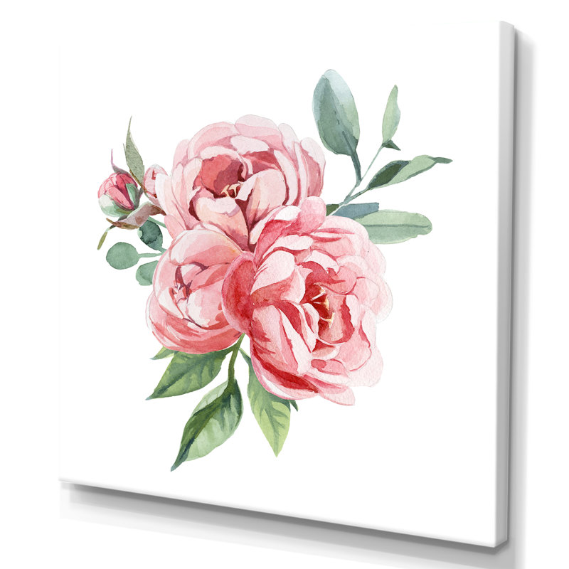 Fleurs rose clair II - activé, H 30 po x l 30 po x P 1 po, Toile tendue