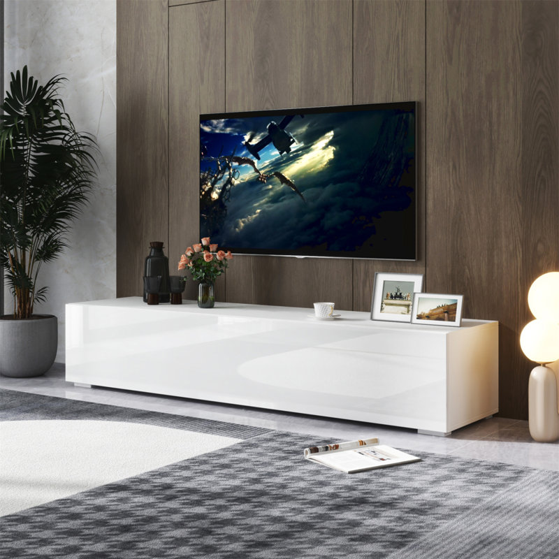 Meuble audio-vidéo moderne avec rangement, console multimédia pour le salon, design durable et élégant