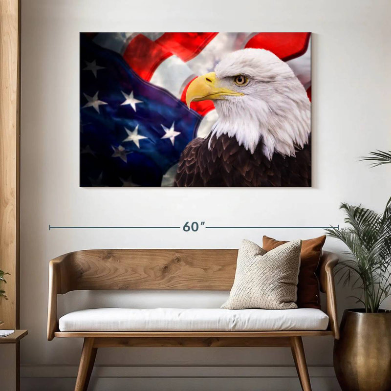 USA Flag And American Eagle, 32" H x 48" W