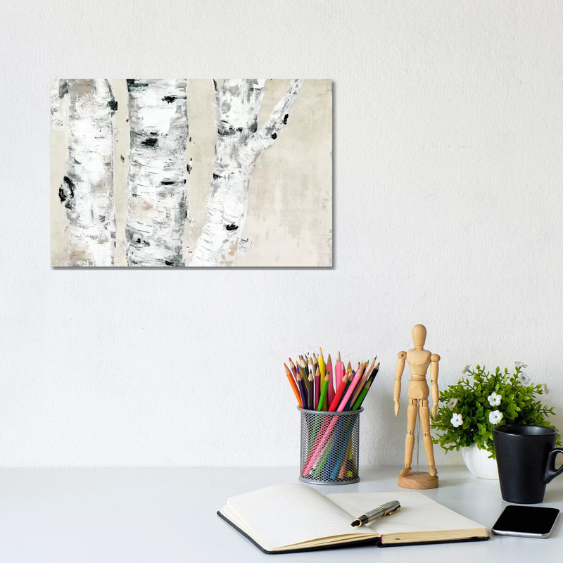Birch Tree Close Up Neutral by Marie Elaine Cusson - Wrapped Canvas Painting, 20.32 cm H x 30.48 cm W