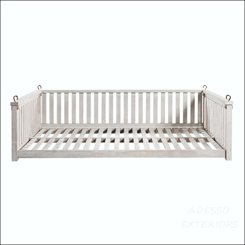 Balancelle de jardin simple minimaliste avec structure en bois d'acacia et design incliné - Blanc, White