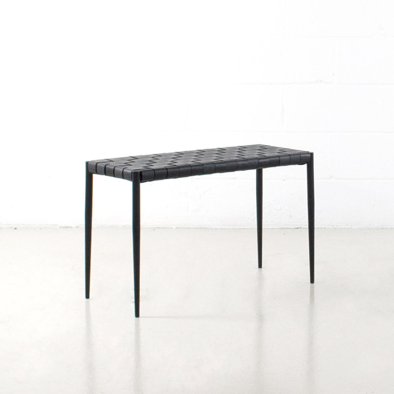 Banc en similicuir Bensonhurst, H 18,5 po x l 28 po x P 12 po, Noir