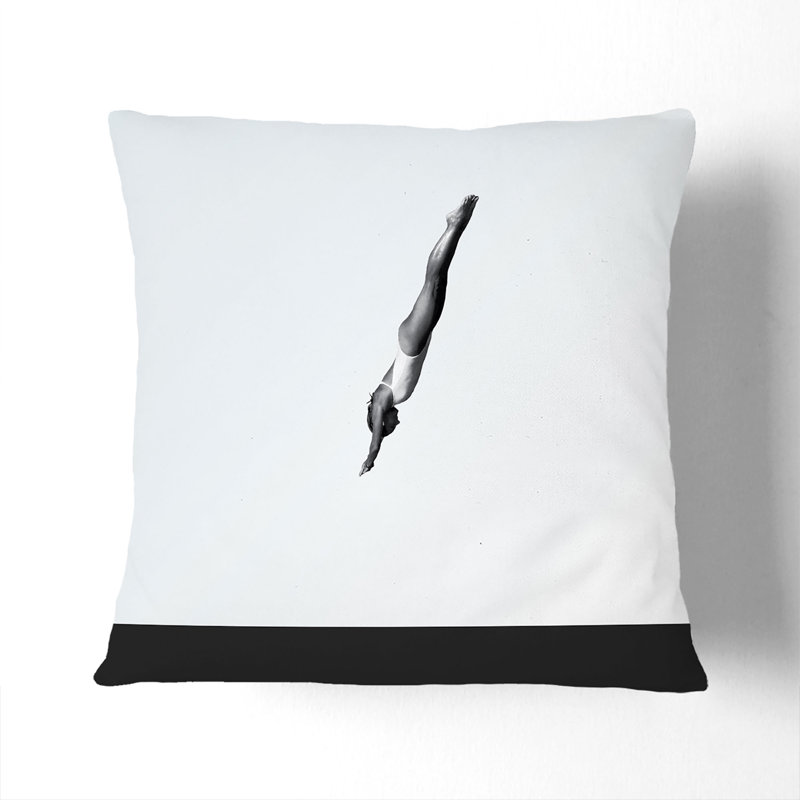High Dive Square Throw Cushion, Black, 55cm H x 55cm W x 20cm D