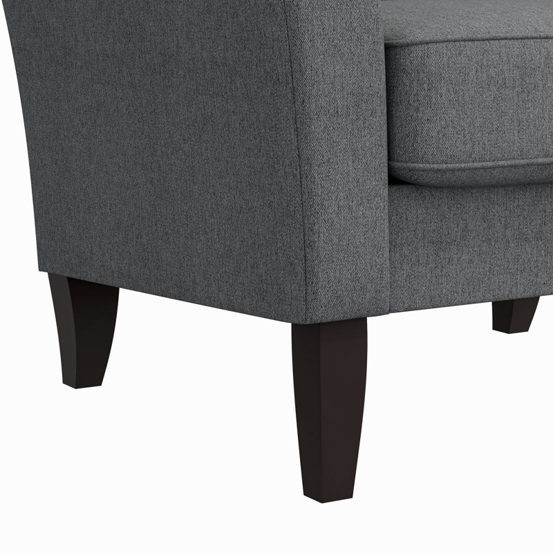 Fauteuil d'appoint Dorset en velours gris fumé avec pieds en bois massif brun foncé, Gray