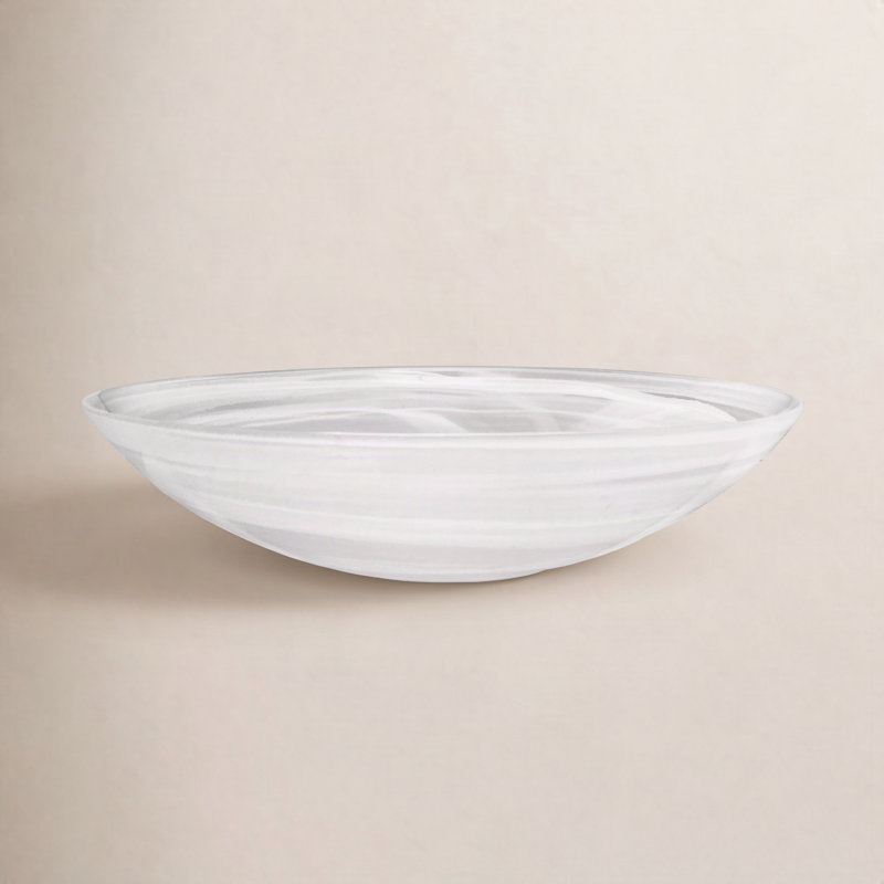 Mariposa Alabaster Artisanal Glass Serving Bowl, White