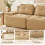 Canapé d'angle modulaire moderne en forme de L de 297 cm (117 pouces) pour salon, tissu velours côtelé, canapé 3 places avec assise profonde et pouf amovible, passepoil nacré, design capitonné, livré monté, antidérapant, couleur camel-1829983054
