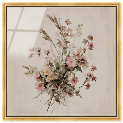 "Vintage Blooms I", reproduction d'art acrylique encadrée par Art Remedy, cadre doré, 24 x 24