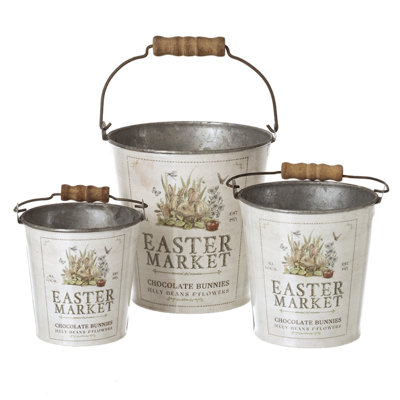 Metal Easter Buckets Set 3