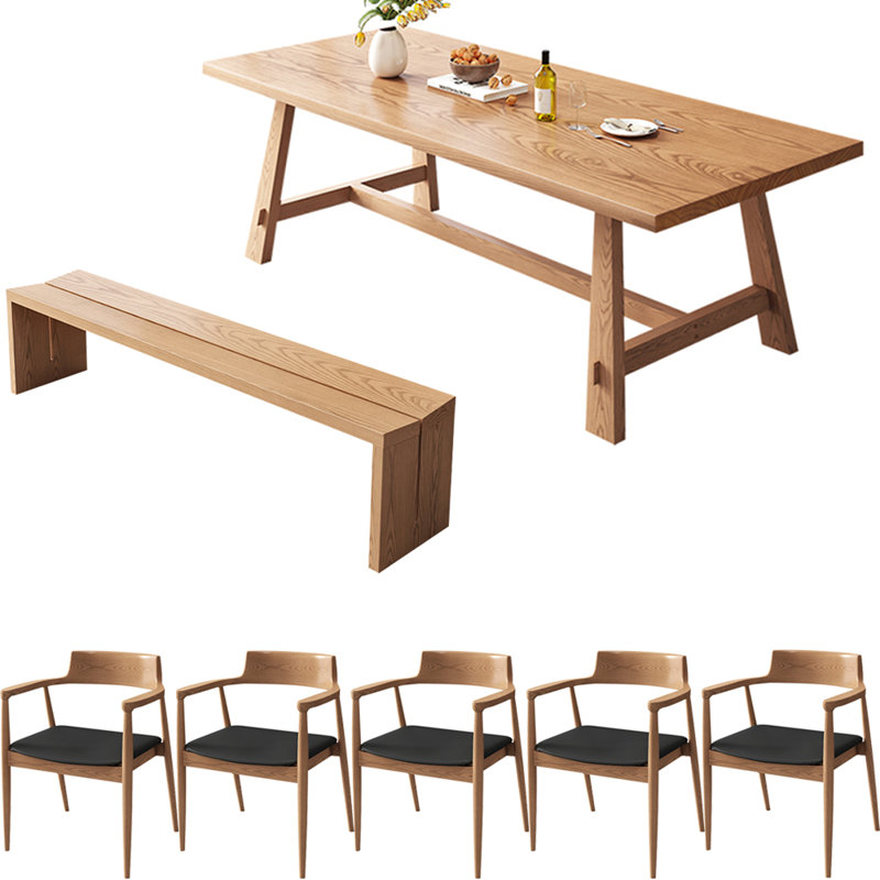 Ensemble de table de salle à manger en bois massif de style nordique, H 29,5 po x L 78,7 po x l 31,4 po