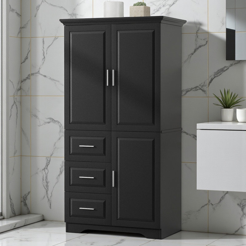 Armoire de rangement à 3 tiroirs Maruf, Noir