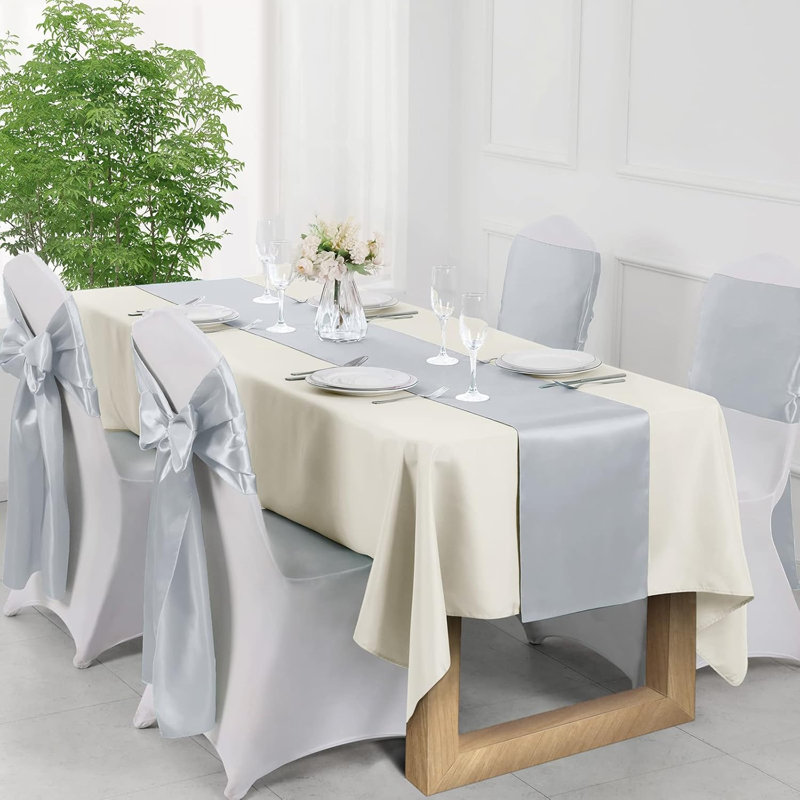 12 satin silver table flags