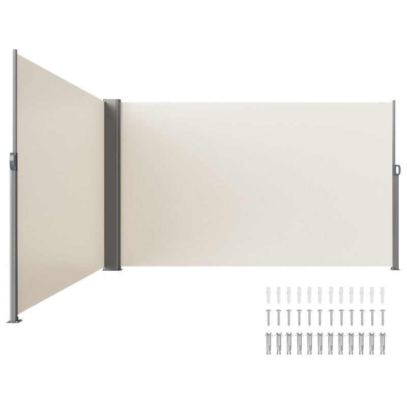 Manual Retraction Side Awning in Beige, 19.7' H x 5.25' W, White