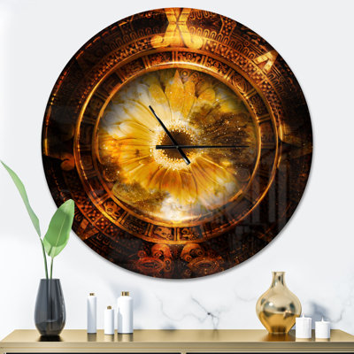 Ancien calendrier maya, collage - horloge murale moderne