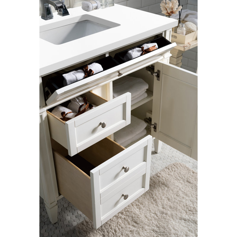 Brittany 36'' W Single Vanity, Bright White, White Zeus, 8" Widespread