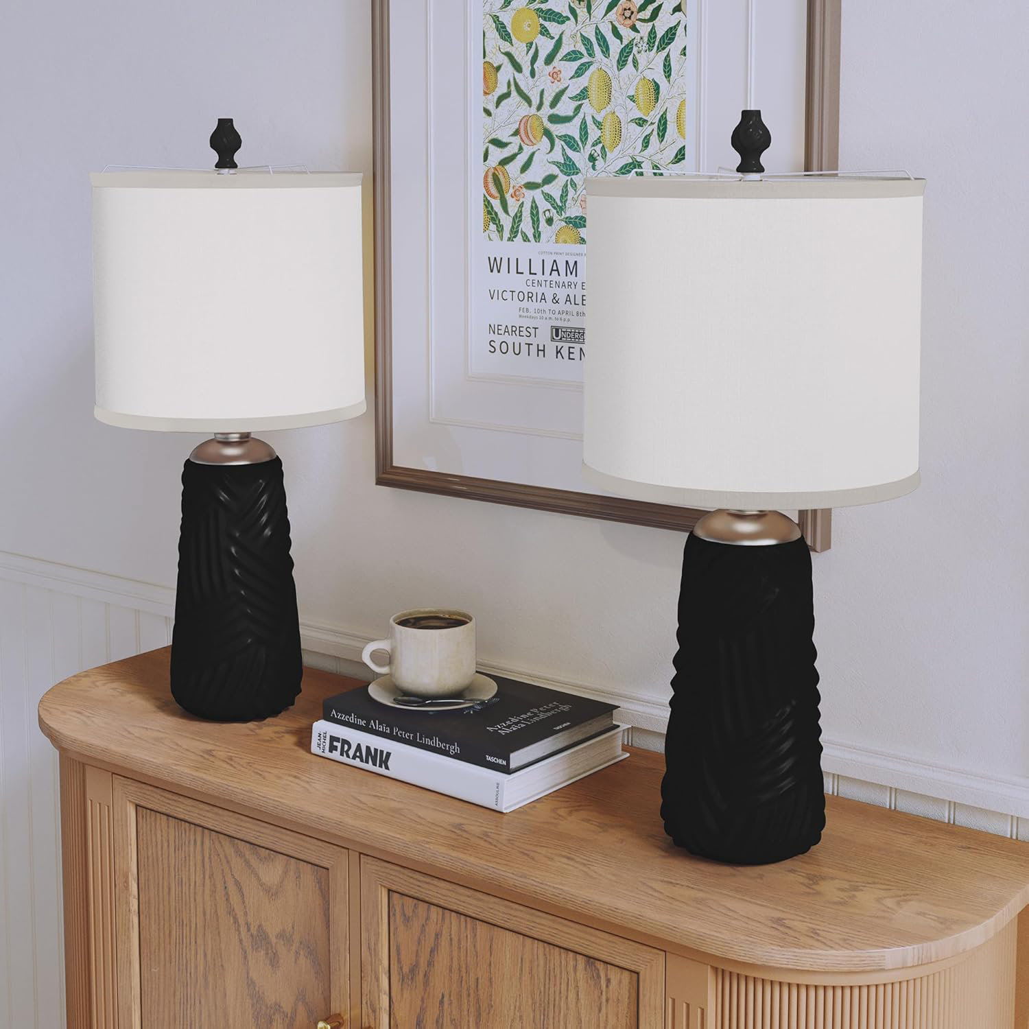 Latitude Run® Modern Black Table Lamps Set Of 2 With Charging Port, 3-Way Dimmable LED ...