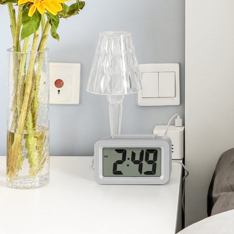 Self-Sensing Digital Alarm Clock - Silver
