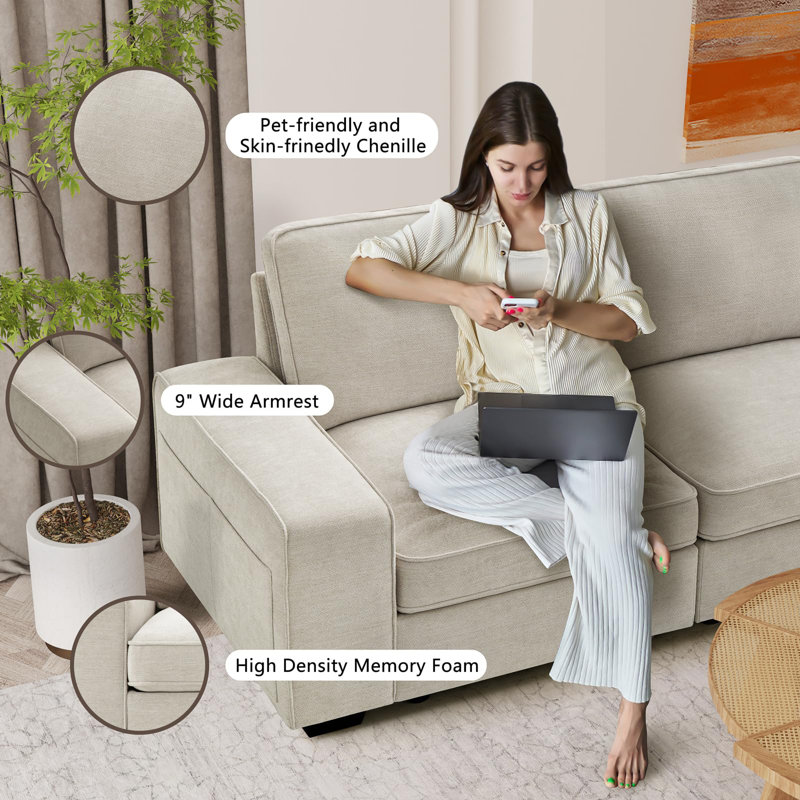 Modular Sofa Couch With Seats Storage For Living Room, Office, Small Space, 4, 33.1" H x 128" W x 31.9" D
