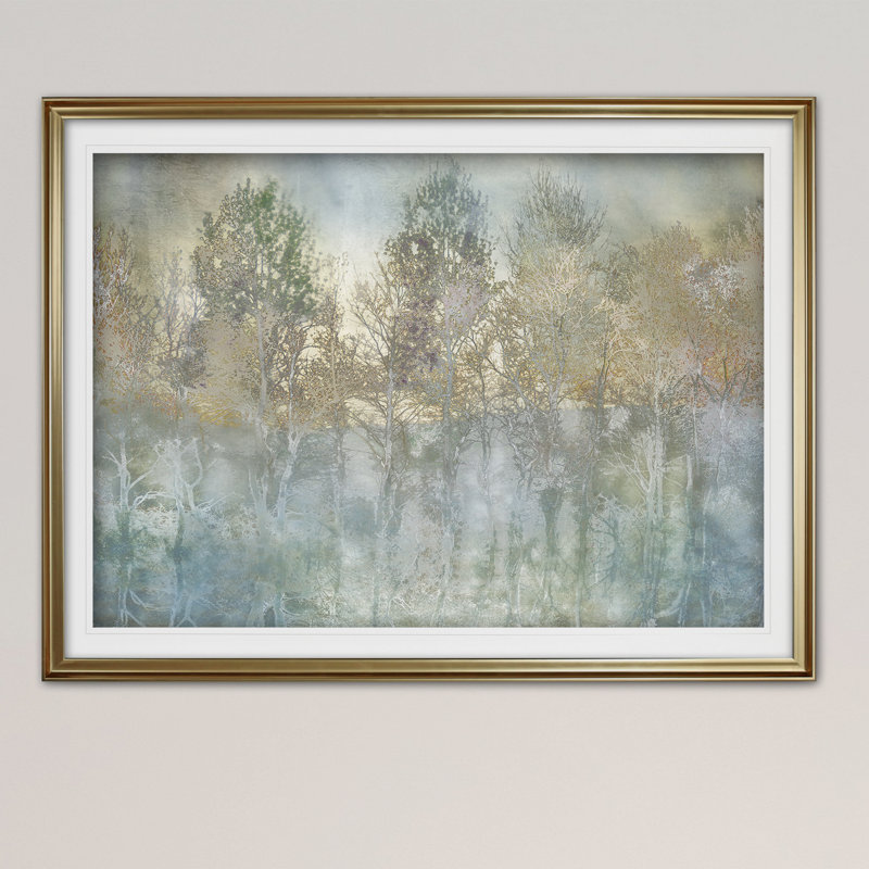 « river reflection », reproduction de peinture à l’acrylique encadrée, H 30 po x l 40 po x P 1,5 po, Or
