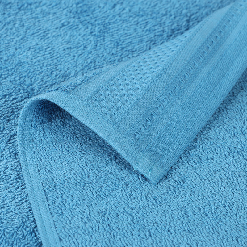 Azure Cotton Medium Weight Bath Towels Set with Honeycomb Waffle Border