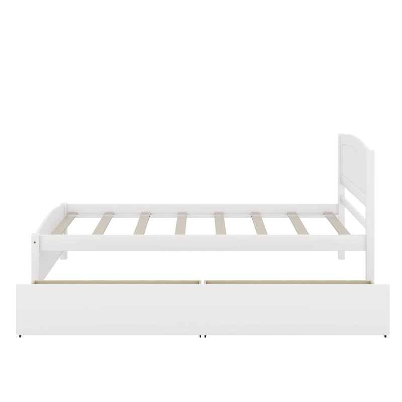 Lit plateforme simple avec tiroirs, Blanc