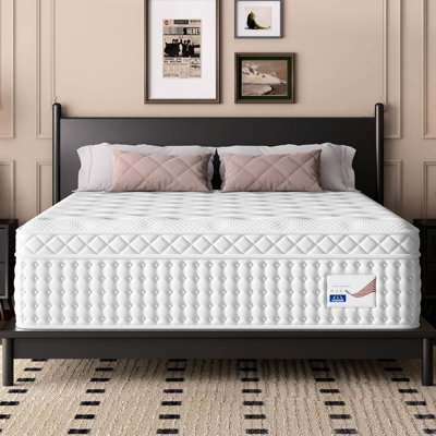 14 Inch King Memory Foam & Pocket Spring , Medium Firm Comfort, Spine Support, Euro Top Design, Lumbar Safe , White Bedroom Mattress