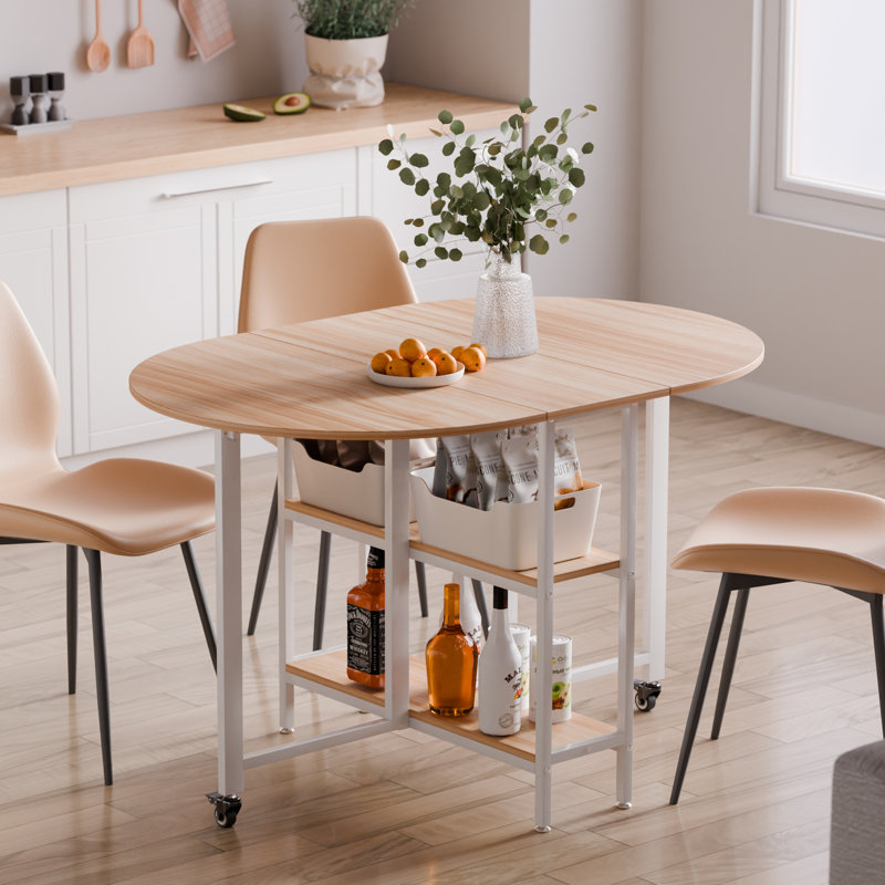 Mobile Folding Dining Table, 29.5"H x 47.2"L x 31.5"W