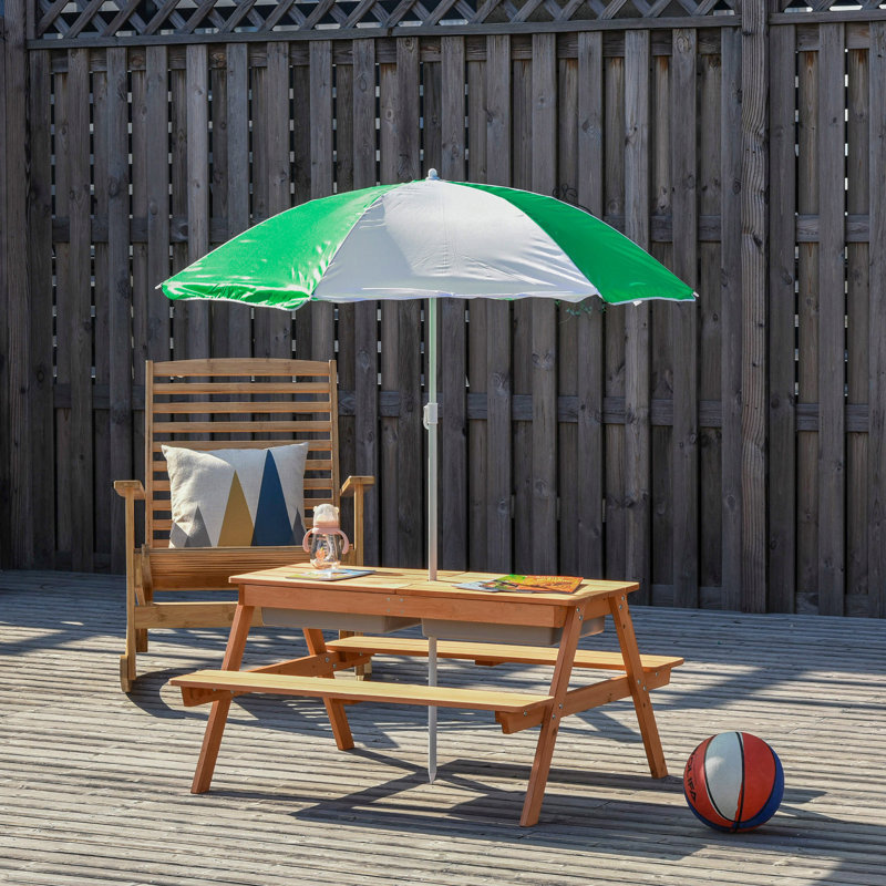 Elazer Kids Solid Wood Outdoor Table Or Chair and Chair Set