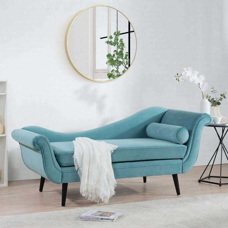 Chaise longue avec accoudoirs à volutes, Green