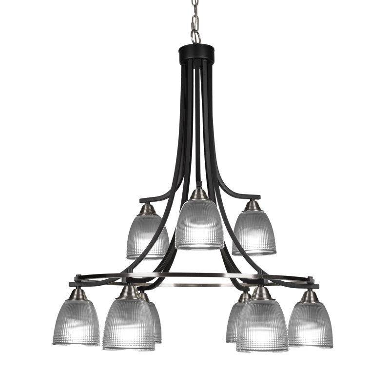 Lustre 9 lumières avec verre de 5 po Michell Paramount, Clair, Nickel brossé