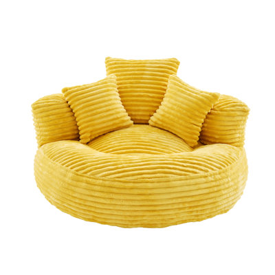 Upholstered Accent Chair, Bean Bag Chair with 3 Pillows for Bedroom, Living Room, Dorm