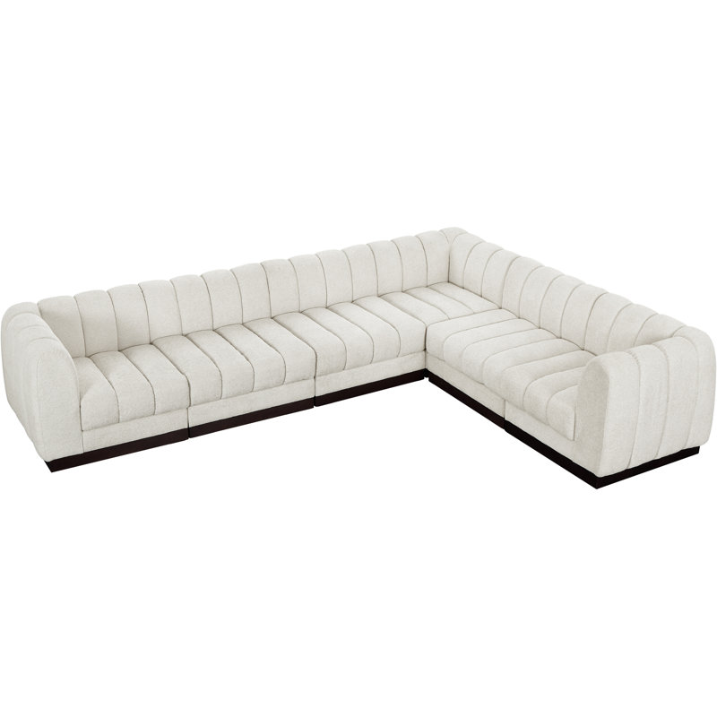 Canapé modulaire rembourré 6 pièces Quinn, Tissu chenille crème