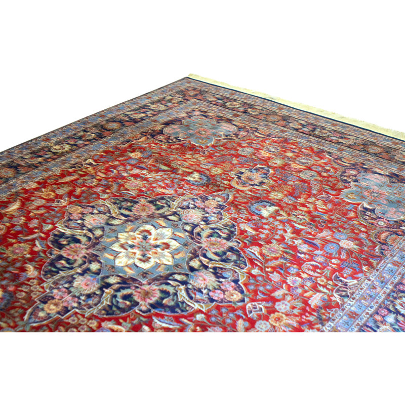 Tapis rectangulaire en laine noué à la main