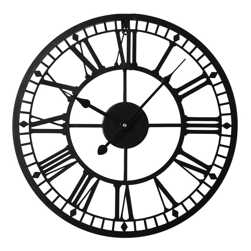 Elienor Iron Wall Clock, Black, 40cm H x 40cm W x 4cm D
