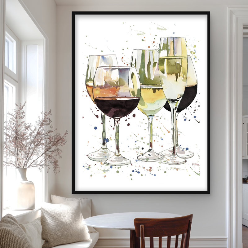 Magnifiques verres à vin, reproduction encadrée matte | Décoration intérieure