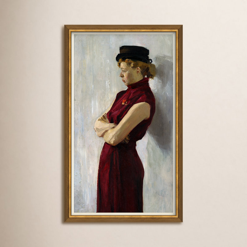 Dame en rouge - Peinture sur toile encadrée