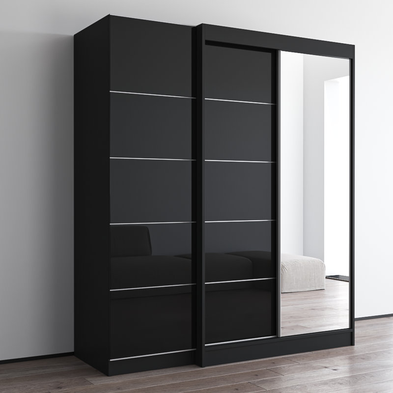 Armoire 681 "avec 1 miroir Aria 68,9", Noir, noir, noir, noir, H 79 po x l 69 po x P 26 po