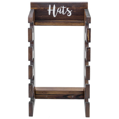 Wall Mounted Decorative Wood Hat Cap Hooks Rack