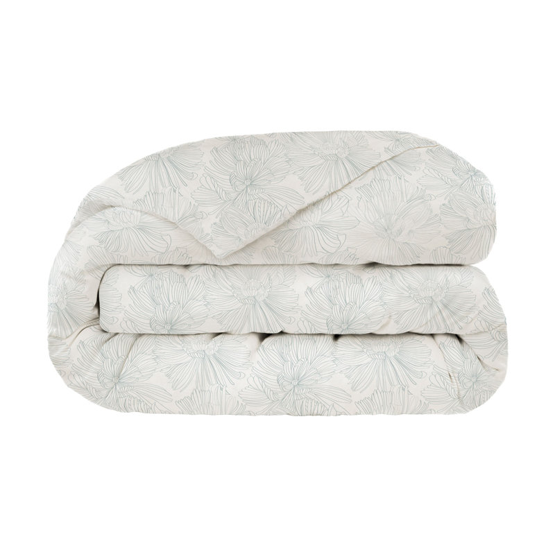 100% French Linen Duvet Cover, King Duvet Cover, Cream/Wave Floral