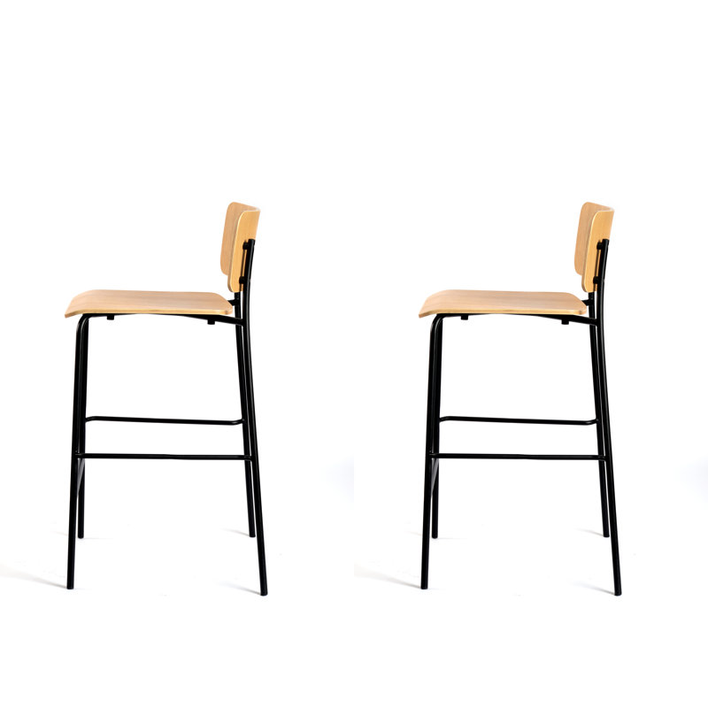 Mia Counter Stool with Metal Frame, Bar Stool (29.5" Seat Height), Natural Oak