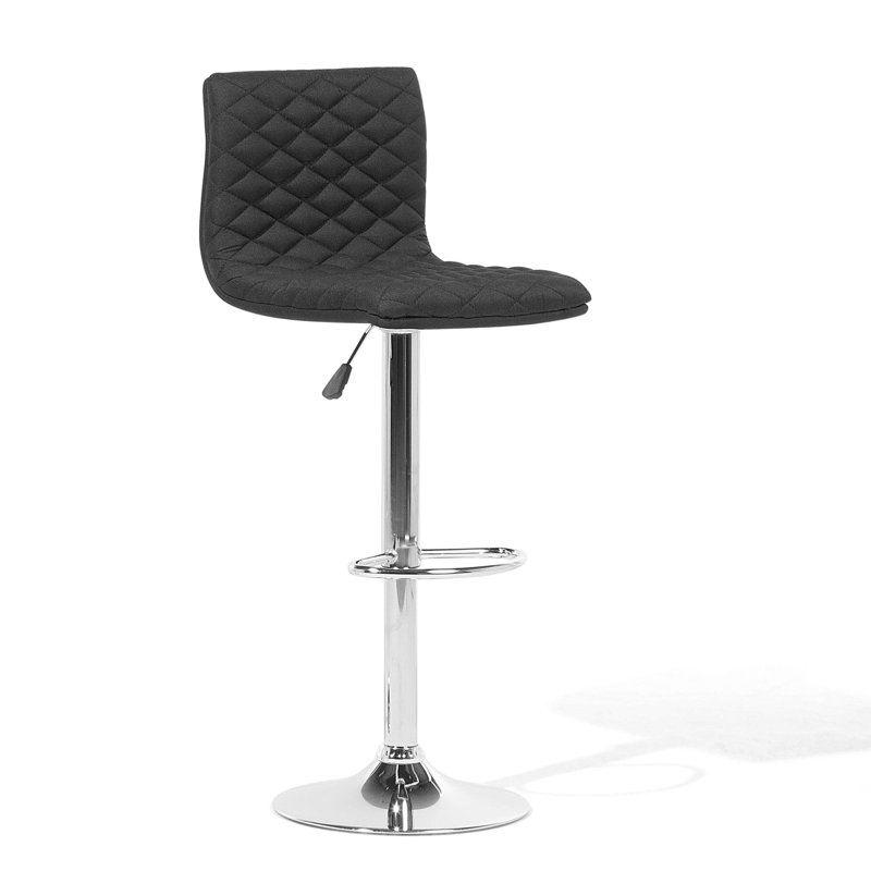 Laurel Swivel Upholstered Adjustable Height Counter Stool with Metal Frame, Black