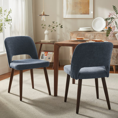  Upholstered Dining Side Chairs with Wood Legs