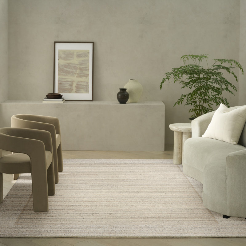 Calvin Klein CK082 Ridge 5'3" x 7'3" Ivory Farmhouse Indoor Rug, Rectangle 5'3" x 7'3", Ivory