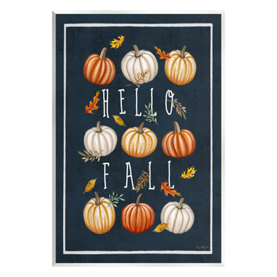 Hello Fall Mixed Pumpkins Wall Plaque Art By Elizabeth Tyndall -  Stupell Industries, ar-577_wd_13x19
