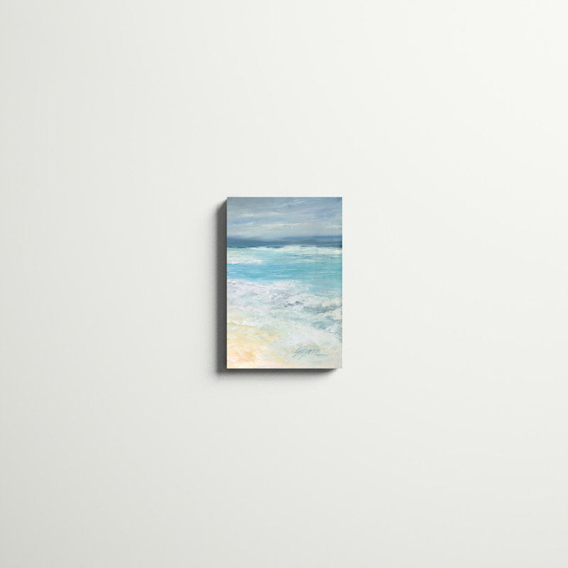 «Storm at Sea II», peinture sur toile, H 18 po x l 12 po, Imprimé avec cadre blanc, Oui