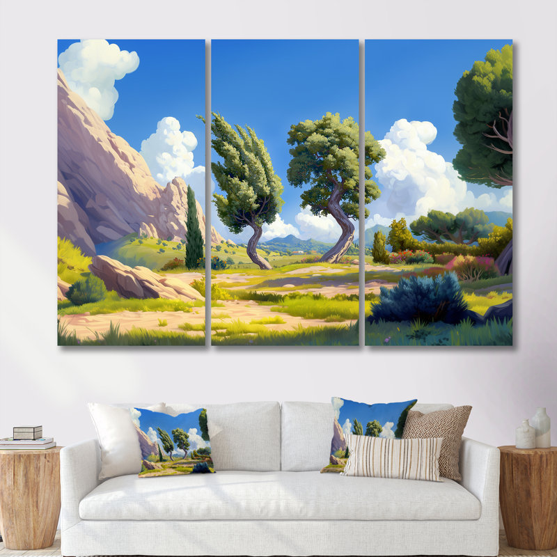 Ensemble d'art mural «The Swaying Cypress Pointillism V - Van Gogh», H 28 po x l 36 po, Toile tendue, Does Not Apply