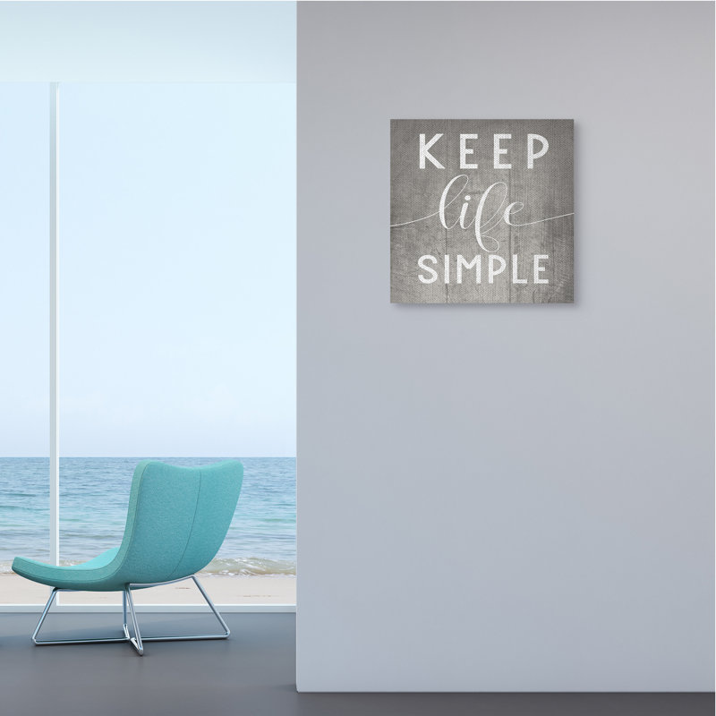 «Keep Life Simple», motif de planches grises, Toile tendue, H 17 po x l 17 po