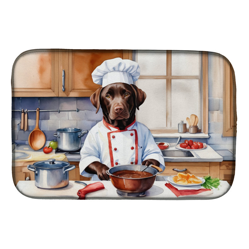 Tapis de séchage chocolat Labrador Retriever The Chef