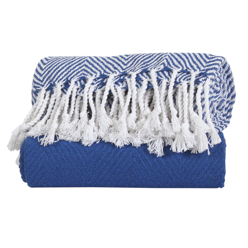 Jeté luxueux 100% coton, Bleu