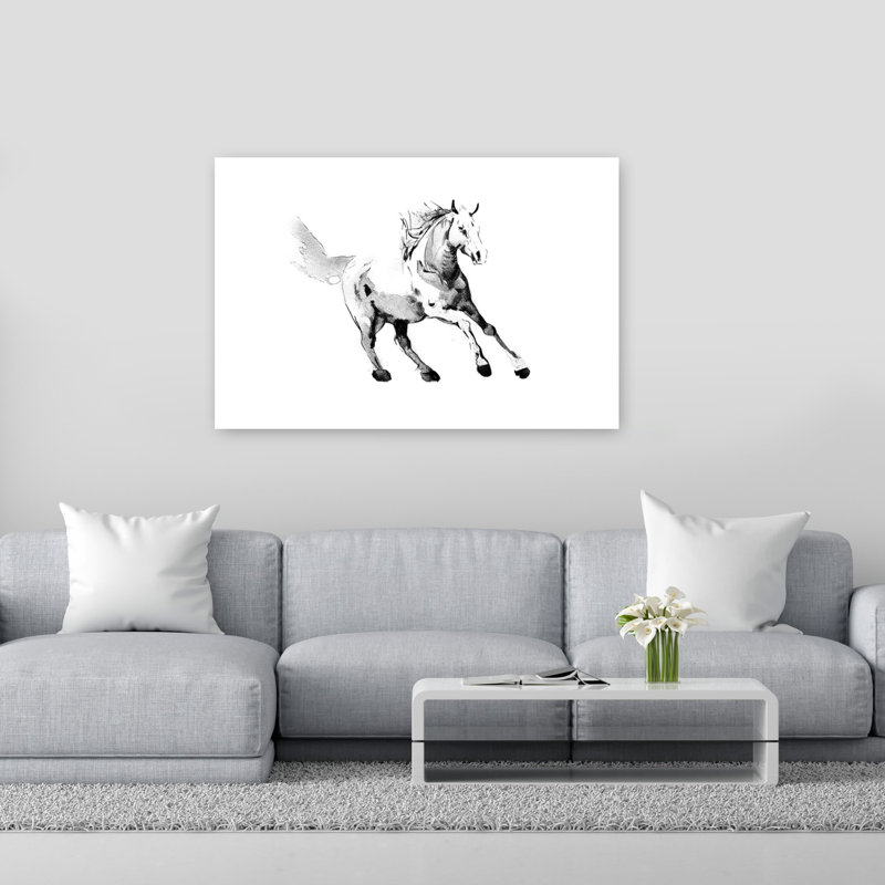 Cheval galopant, cheval contemporain élégant, impression d'art mural, H 40 po x l 60 po