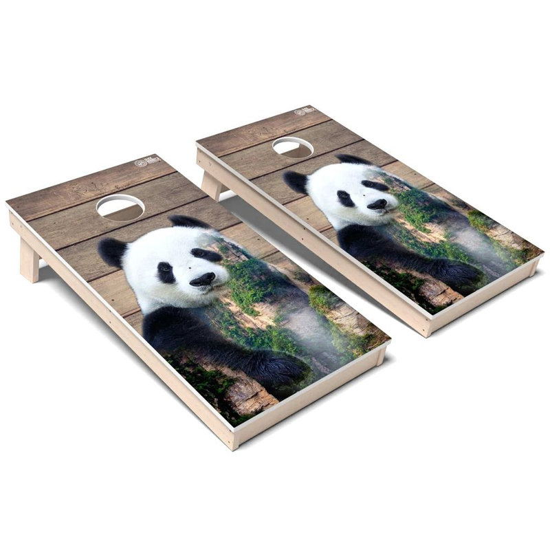 Ensemble de planche de cornhole Wild Animal Panda, AUCUN accessoire